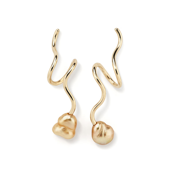 Puakai South 14K Gold Earrings w. Pearls