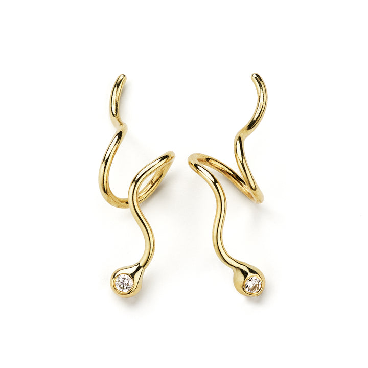Puakai 14K Gold Earrings w. Diamonds