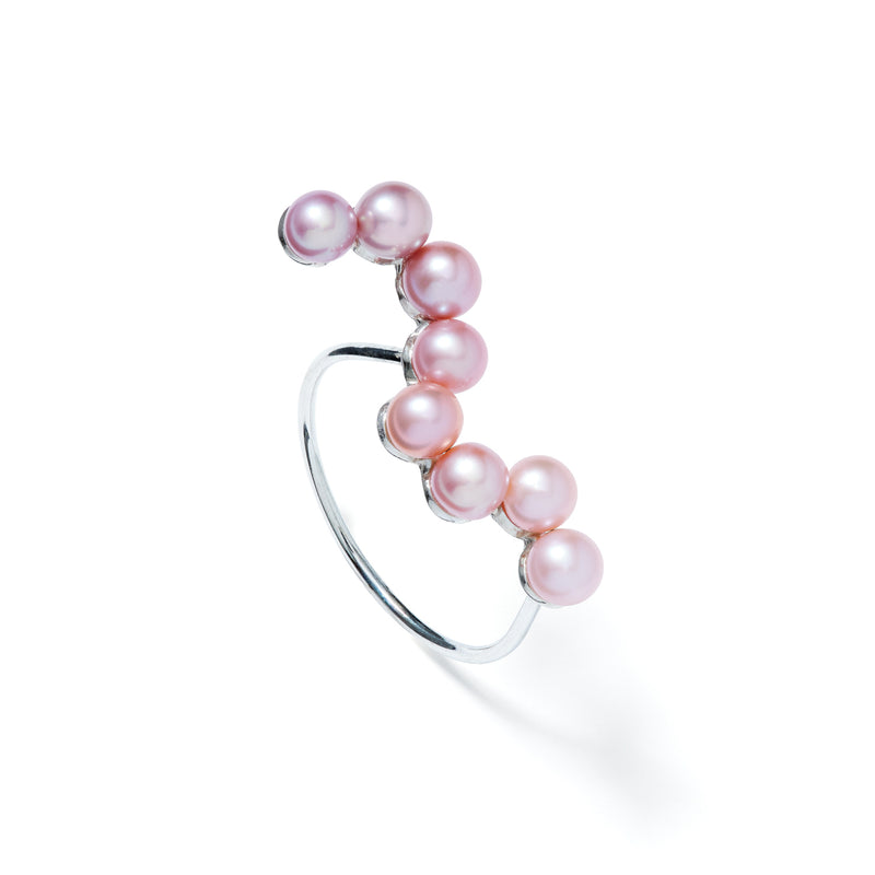 Curves Silver Ring w. Pearls