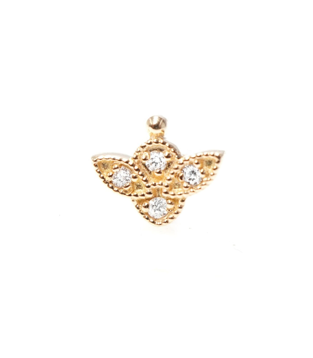 Puce Romance 18K Gold Stud w. Diamonds