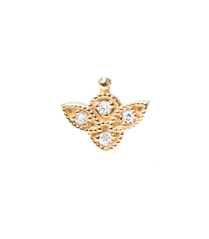 Puce Romance 18K Gold Stud w. Diamonds