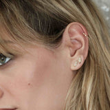 Feather Suki 18K Gold Stud w. Diamonds