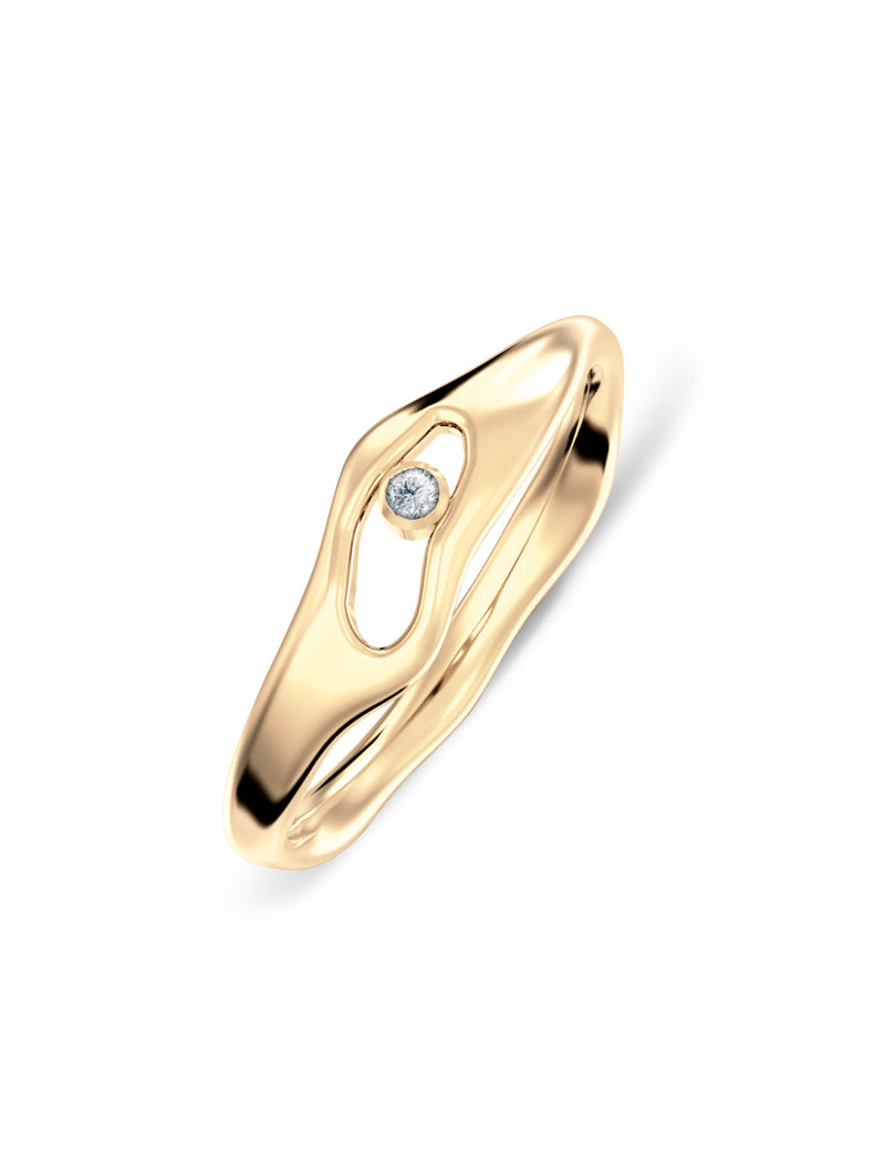 Liquid N°6 18K Guld Ring w. Diamond