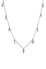 9 Charm Black Ruthenium auf Silberkette w. Zirkonia