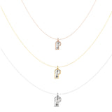Alphabet 18K Gold, Rosegold or Whitegold Inital P Pendant w. Solitaire Lab-Grown Diamond