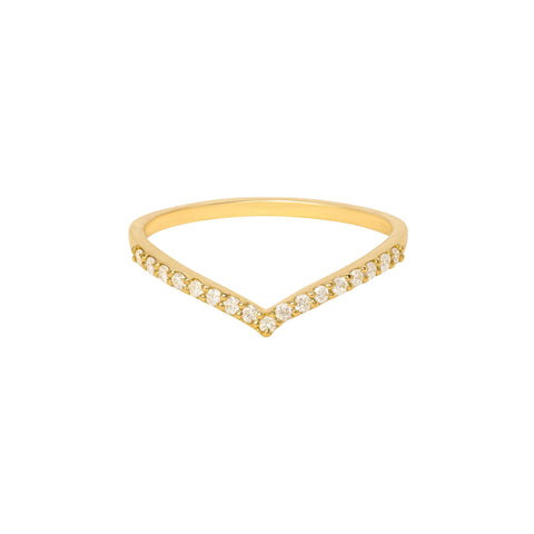 Pave V Band Ring aus 18K Gold mit Diamanten
