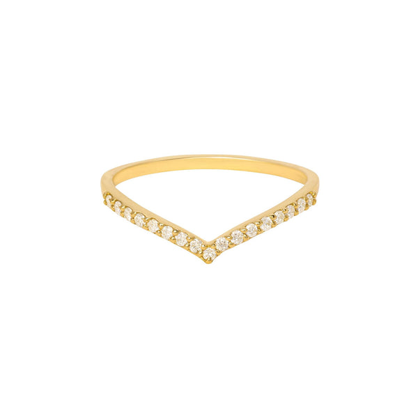 Pavé V Band Ring aus 18K Gold mit Diamanten