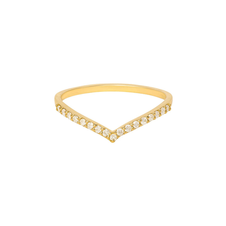 Pave V Band 18K Gold Ring w. Diamonds