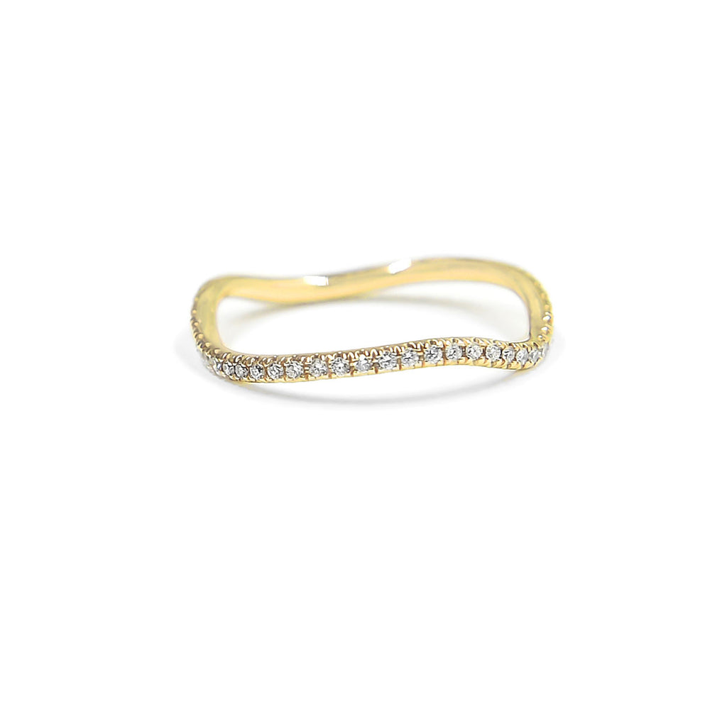 Pave Wave 14K Gold Ring w. Diamond