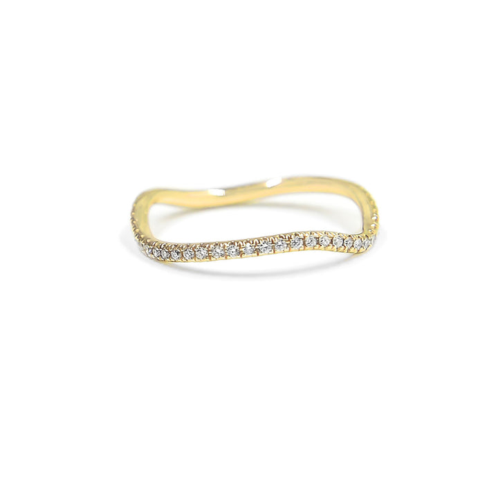 Pave Wave 14K Gold Ring w. Diamond