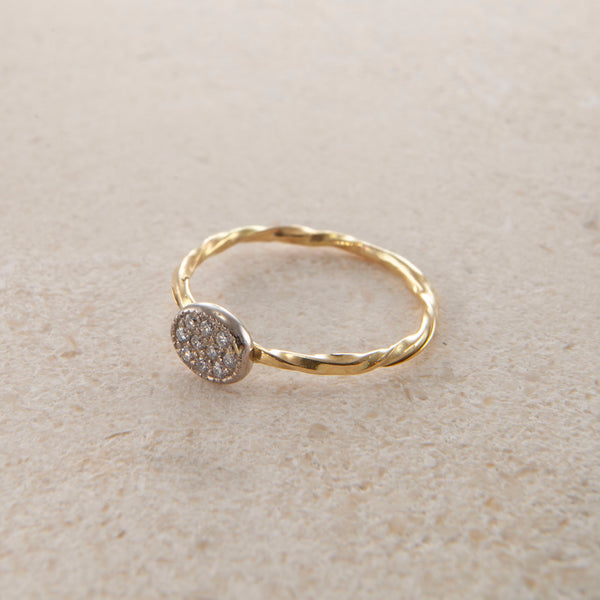 Pavé Cocktail 18K & 22K Gold & Whitegold Ring w. Diamonds