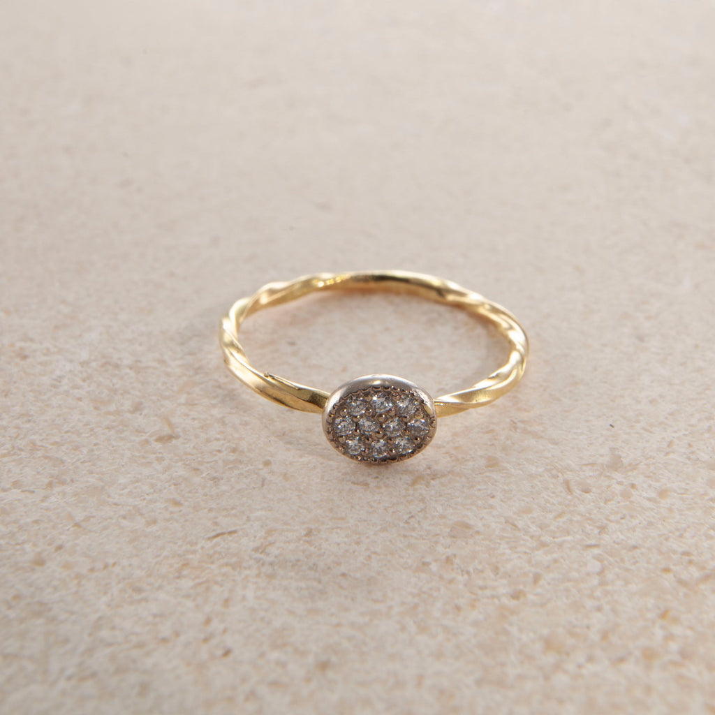 Pavé Cocktail 18K & 22K Gold & Whitegold Ring w. Diamonds