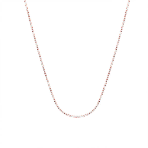 Perfect Serve 18K Rose Gold Tennis Necklace w. Diamonds
