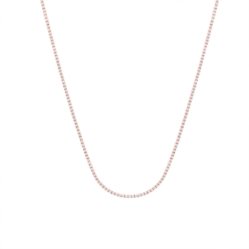 Perfect Serve 18K Rose Gold Tennis Necklace w. Diamonds