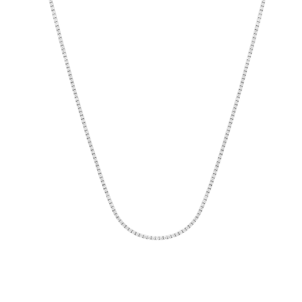 Perfect Serve 18K White Gold Tennis Necklace w. Diamonds
