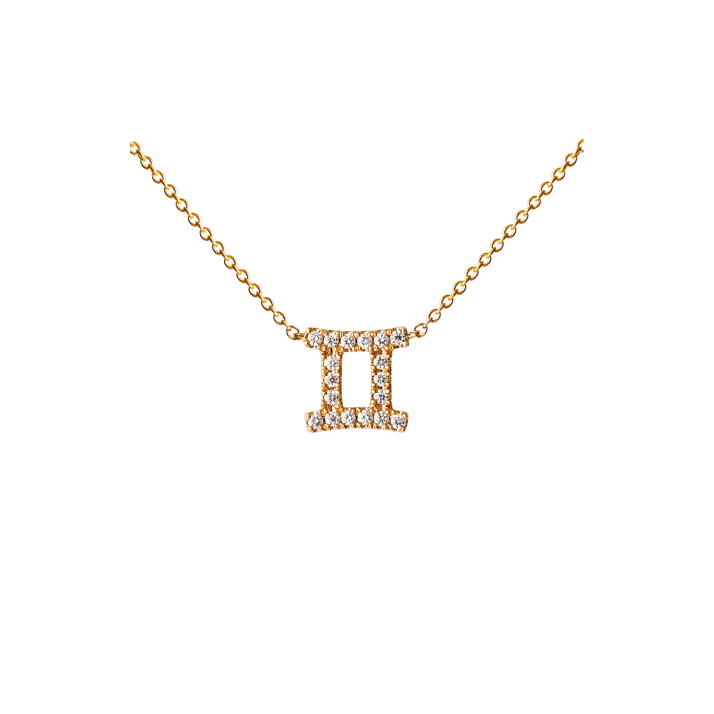 Petit Sign Gemini 18K Gold Necklace w. Diamonds