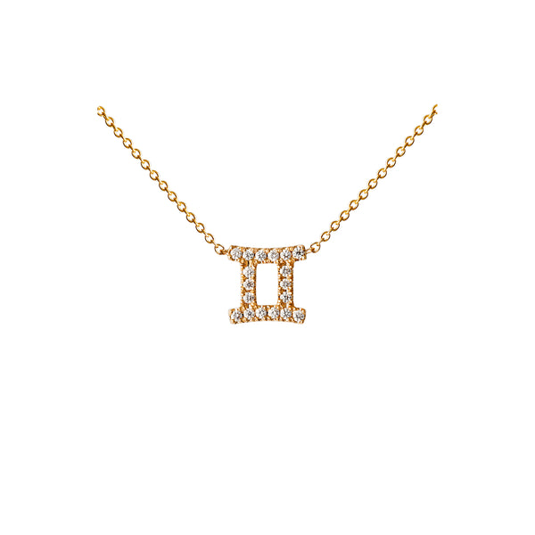 Petit Sign Gemini 18K Gold Necklace w. Diamonds