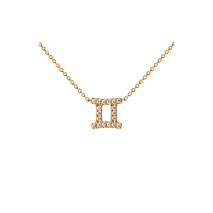 Petit Sign Gemini 18K Gold Necklace w. Diamonds