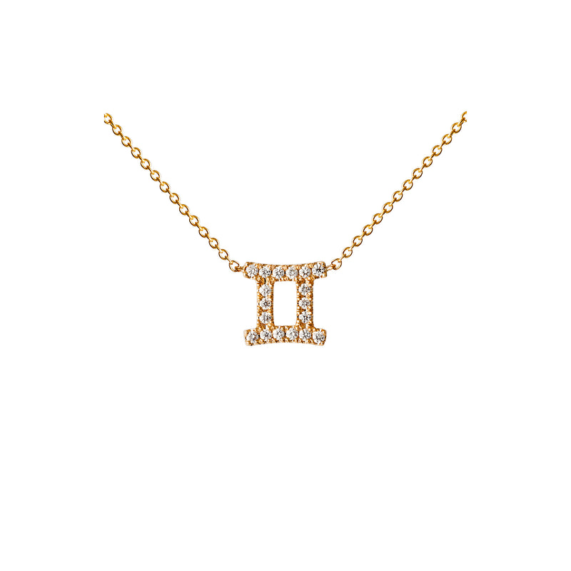 Petit Sign Gemini 18K Gold Necklace w. Diamonds