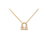 Petit Sign Libra 18K Gold Necklace w. Diamonds