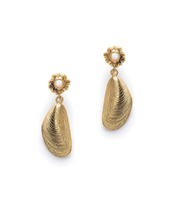 Petit Moules Gold Plated Earrings w. Opal