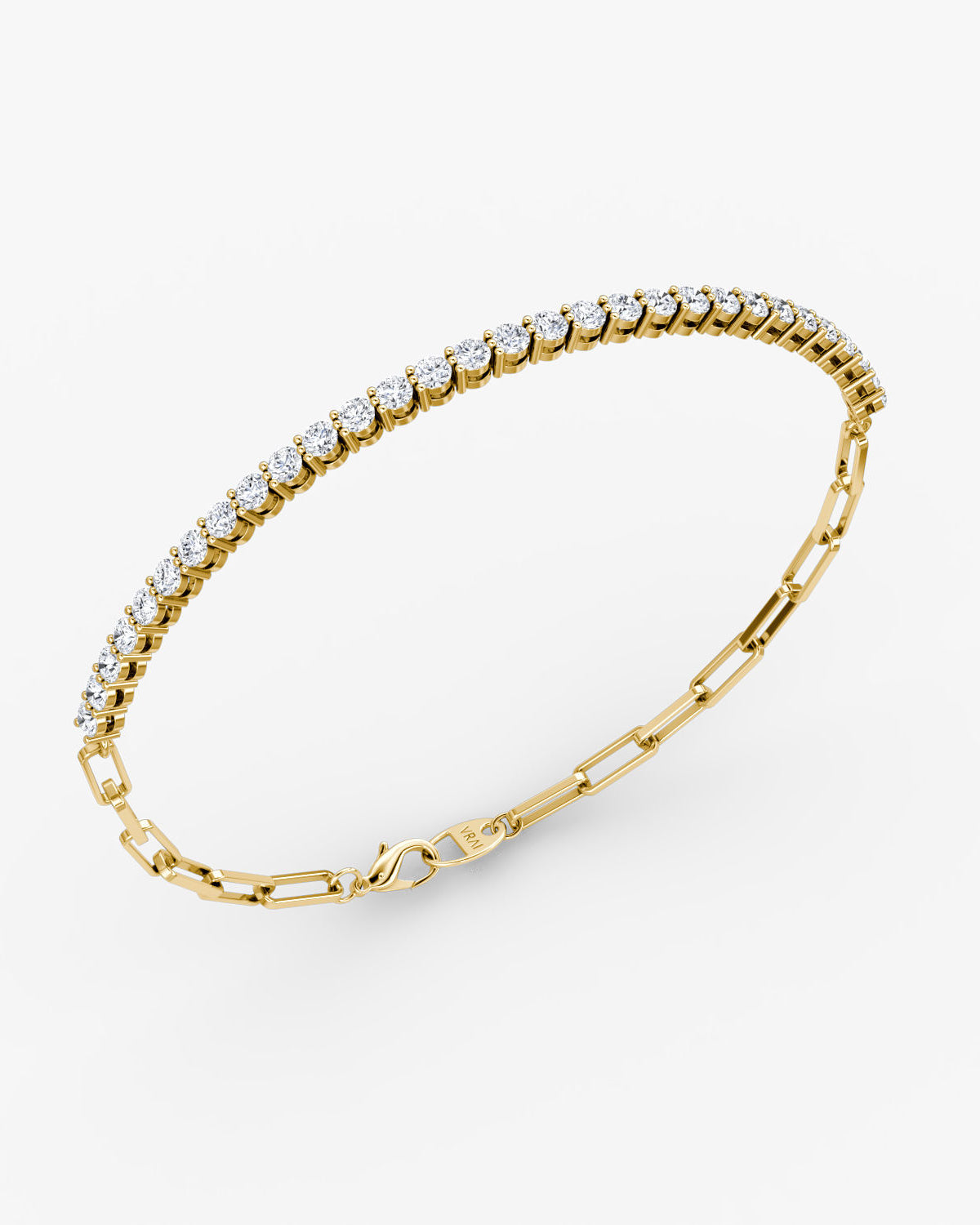 Paperclip Petite 14K Gold Tennis Bracelet w. Lab-Grown Diamonds