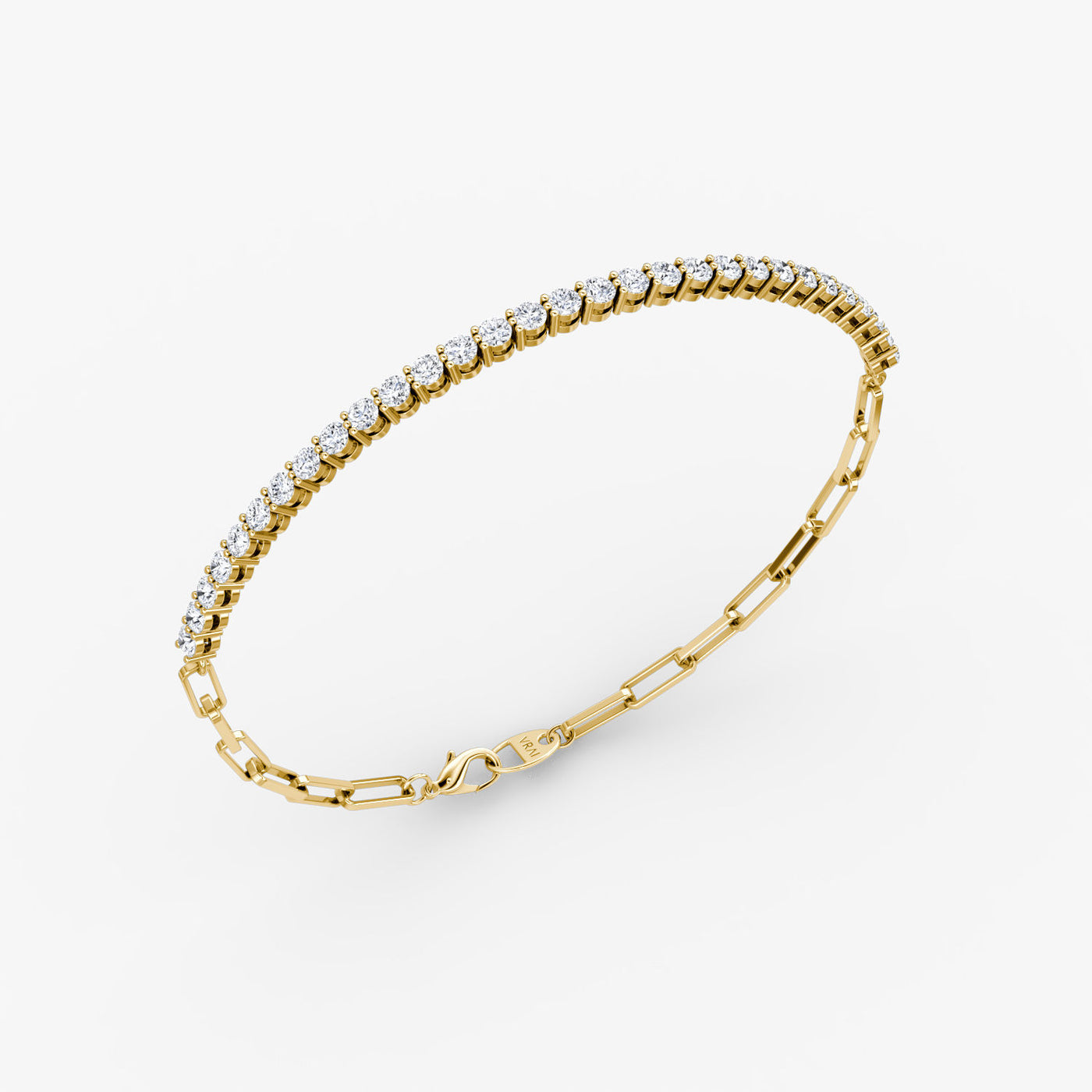 Paperclip Petite 14K Gold Tennis Bracelet w. Lab-Grown Diamonds