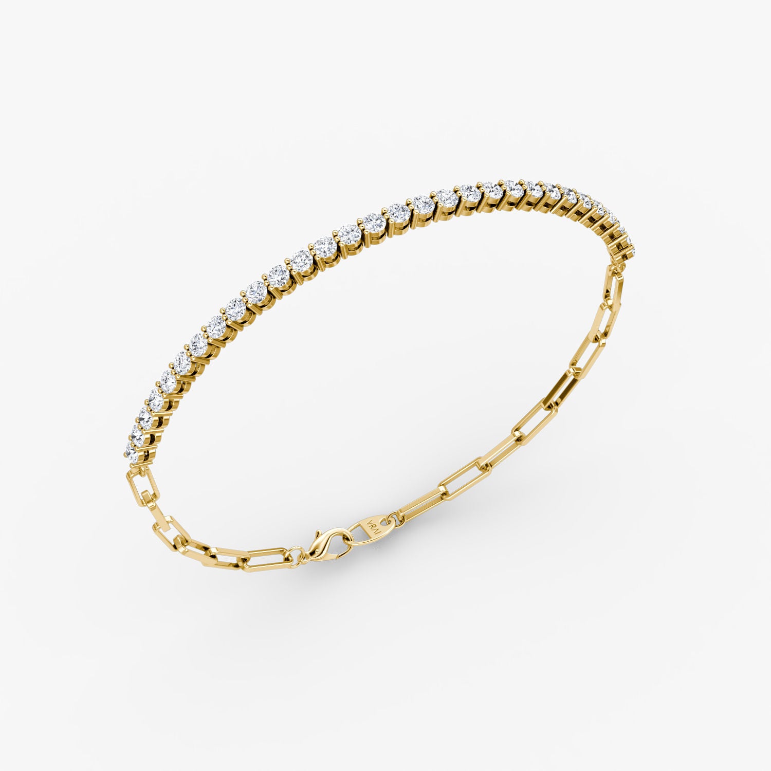 Paperclip Petite 14K Gold Tennis Bracelet w. Lab-Grown Diamonds