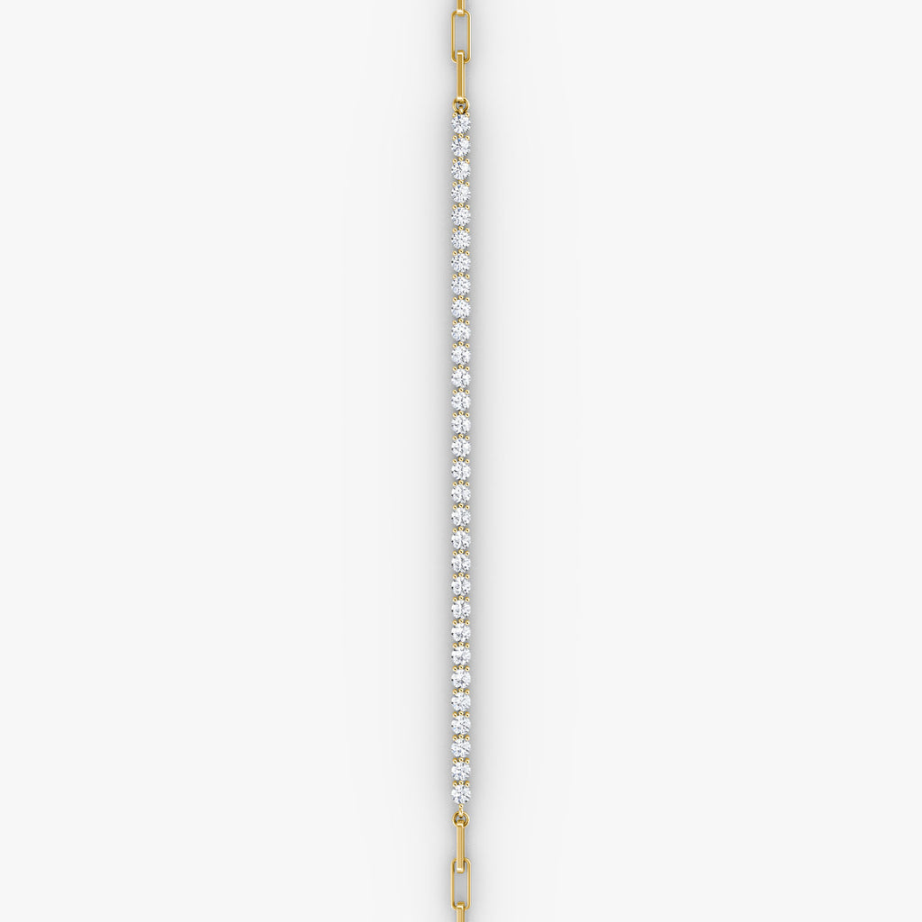 Paperclip Petite 14K Guld Tennis Armbånd m. Lab-Grown Diamanter