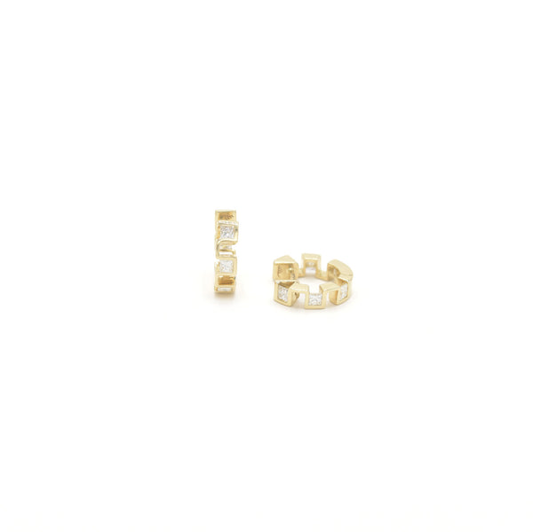 Piece by Piece 14K Gold Hoops w. Diamionds