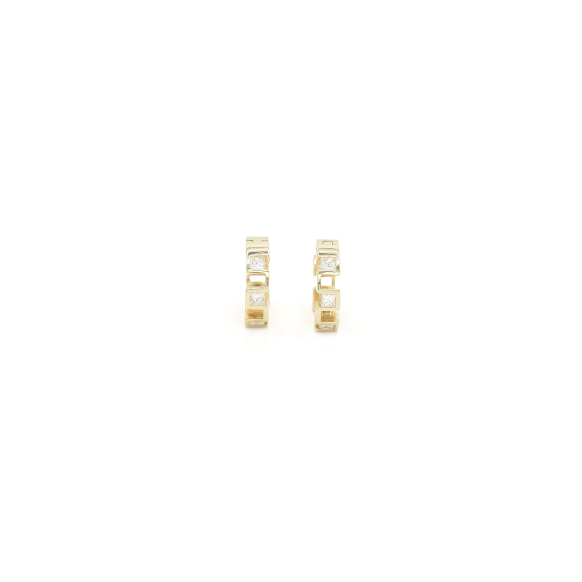 Piece by Piece 14K Gold Hoops w. Diamionds