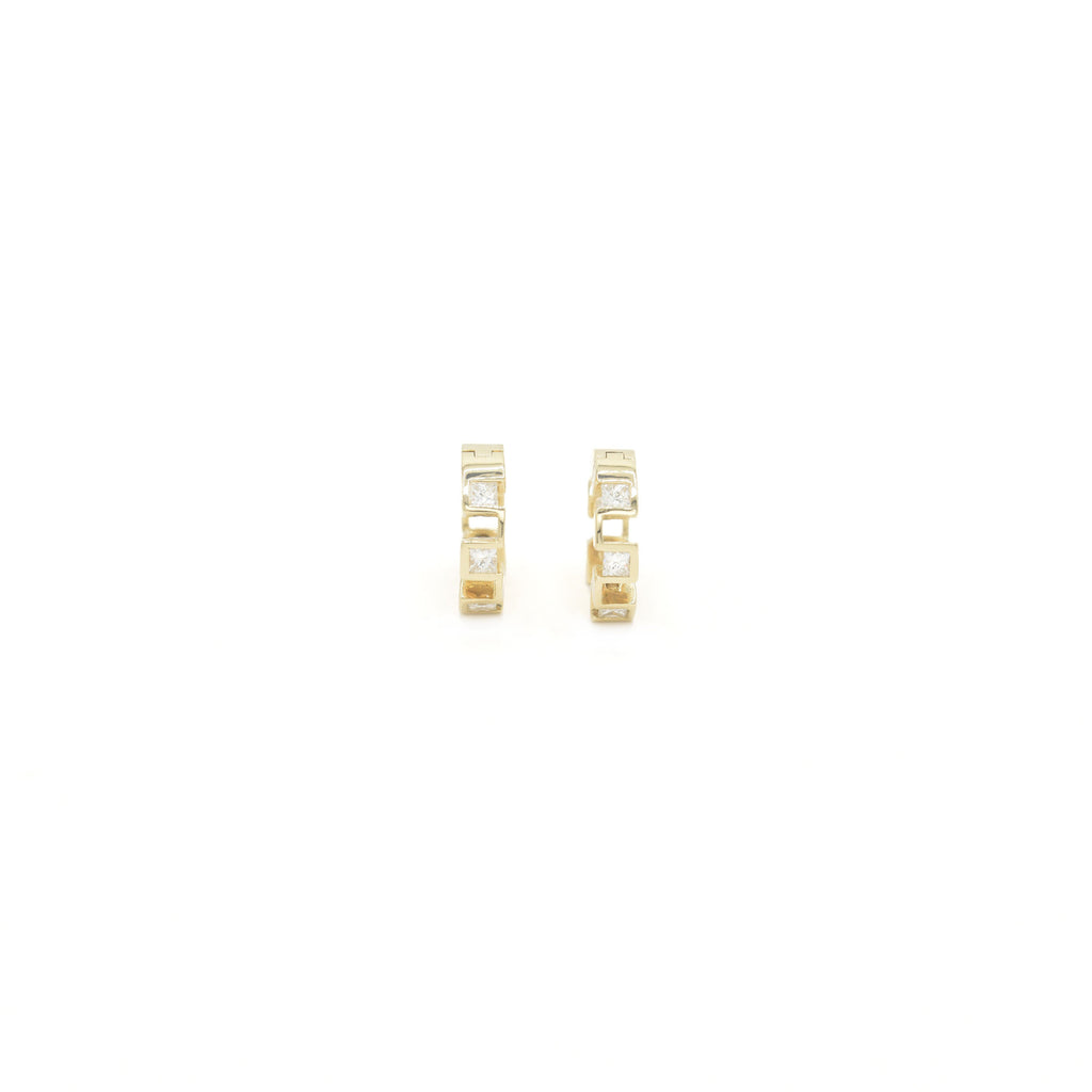 Piece by Piece 14K Gold Hoops w. Diamionds