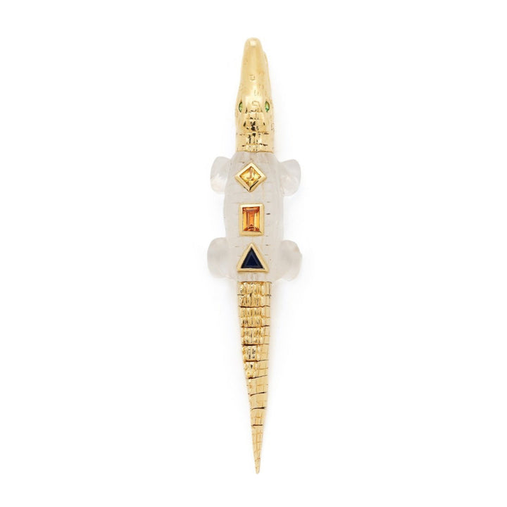 Pop Art Crystal Alligator Bite 18K Guld Ørering