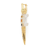 Pop Art Crystal Alligator Bite 18K Gold Earring