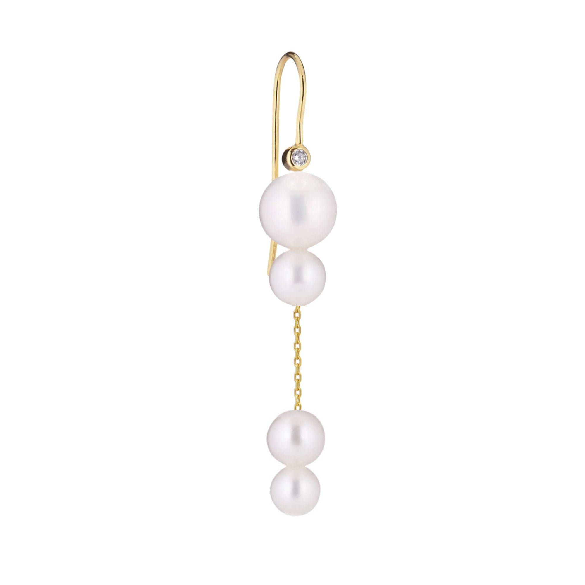 Portia Hook Gold Plated Earring w. Cubic Zirconia & Pearls