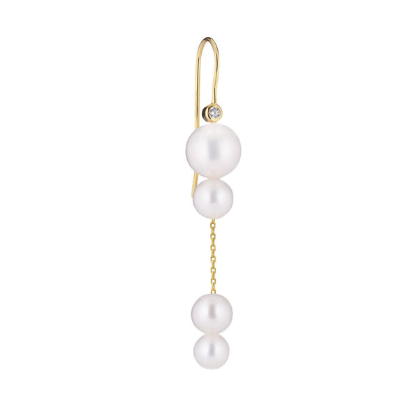 Portia Hook Gold Plated Earring w. Cubic Zirconia & Pearls