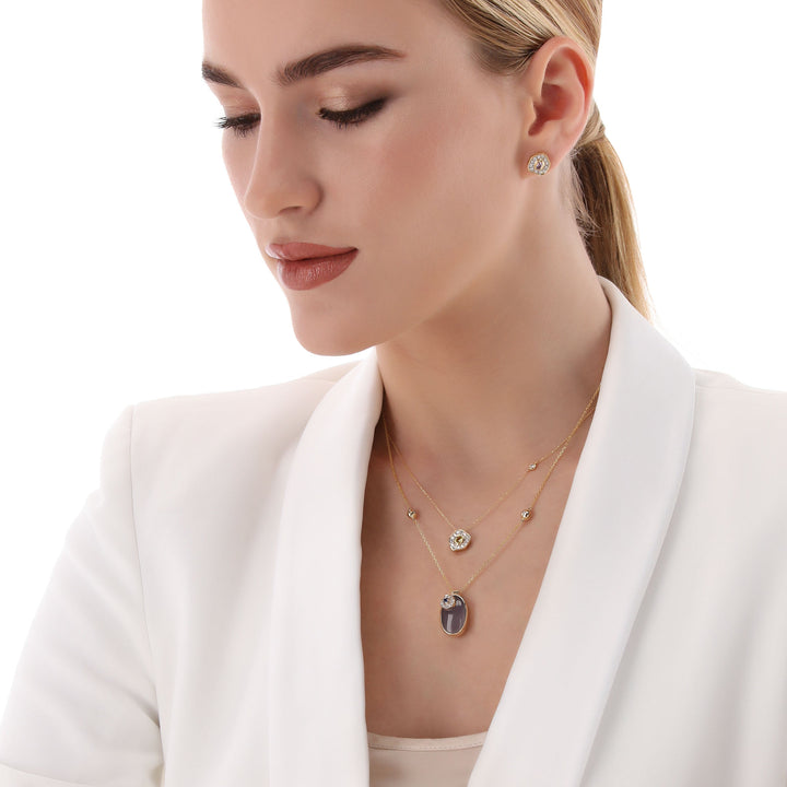 Desert Rose 18K Gold Necklace w. Yellow Sapphire & Diamonds