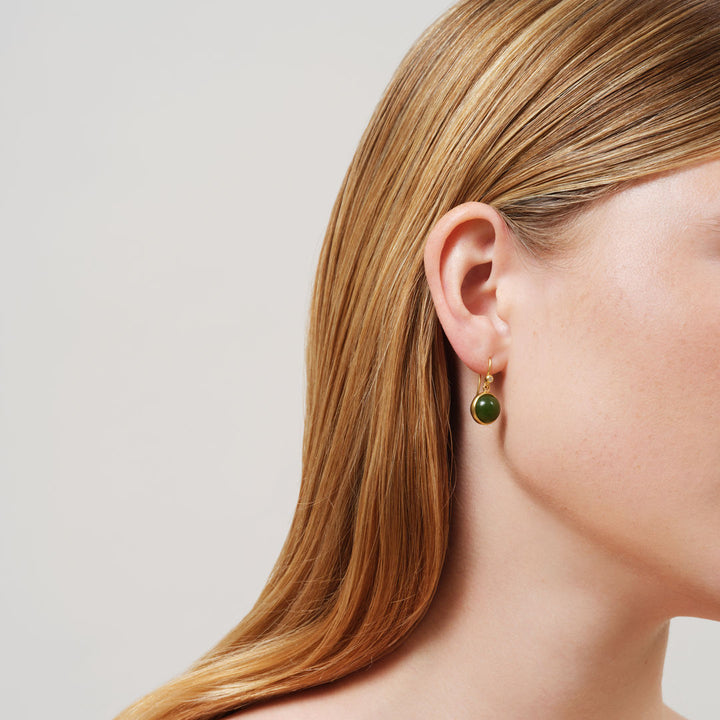 Prime Gold Plated Earrings w. Moss Green Zirconia & Crystal