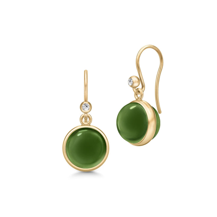 Prime Gold Plated Earrings w. Moss Green Zirconia & Crystal