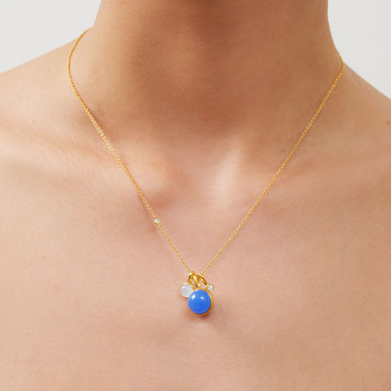 Prime Gold Plated Pendant w. Royal Blue Crystal