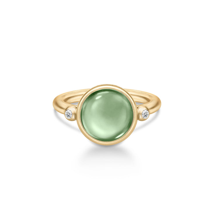 Prime Gold Plated Ring w. Green Zirconia & Crystal