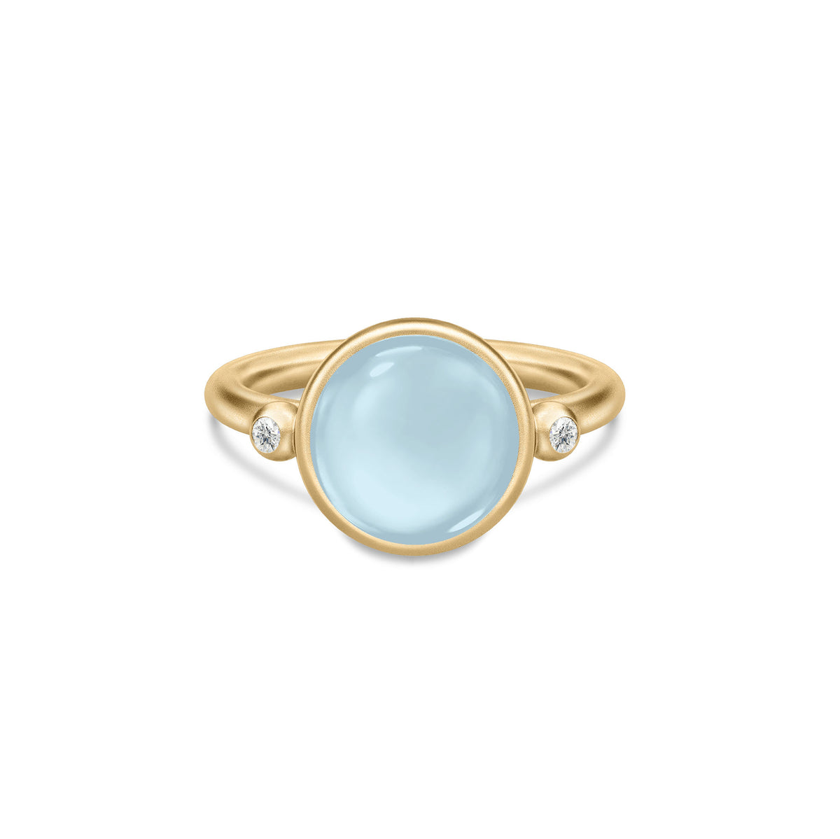 Prime Gold Plated Ring w. Milky Aqua Zirconia & Crystal