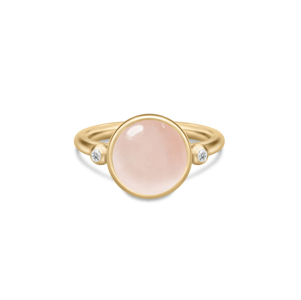 Prime Gold Plated Ring w. Milky Rose Zirconia & Crystal