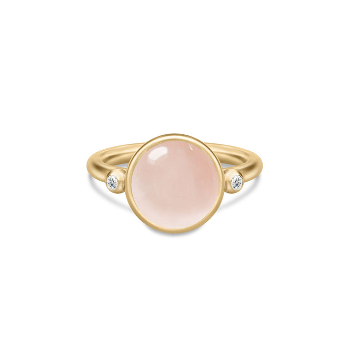 Prime Gold Plated Ring w. Milky Rose Zirconia & Crystal