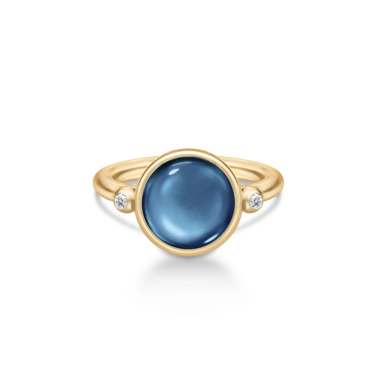 Prime Gold Plated Ring w. Sapphire Blue Zirconia & Crystal