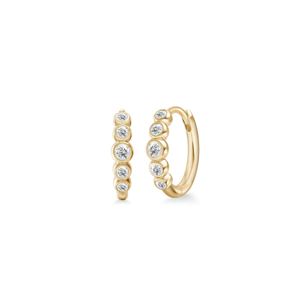 Pristine Medium 14K Gold Earring w. Diamond