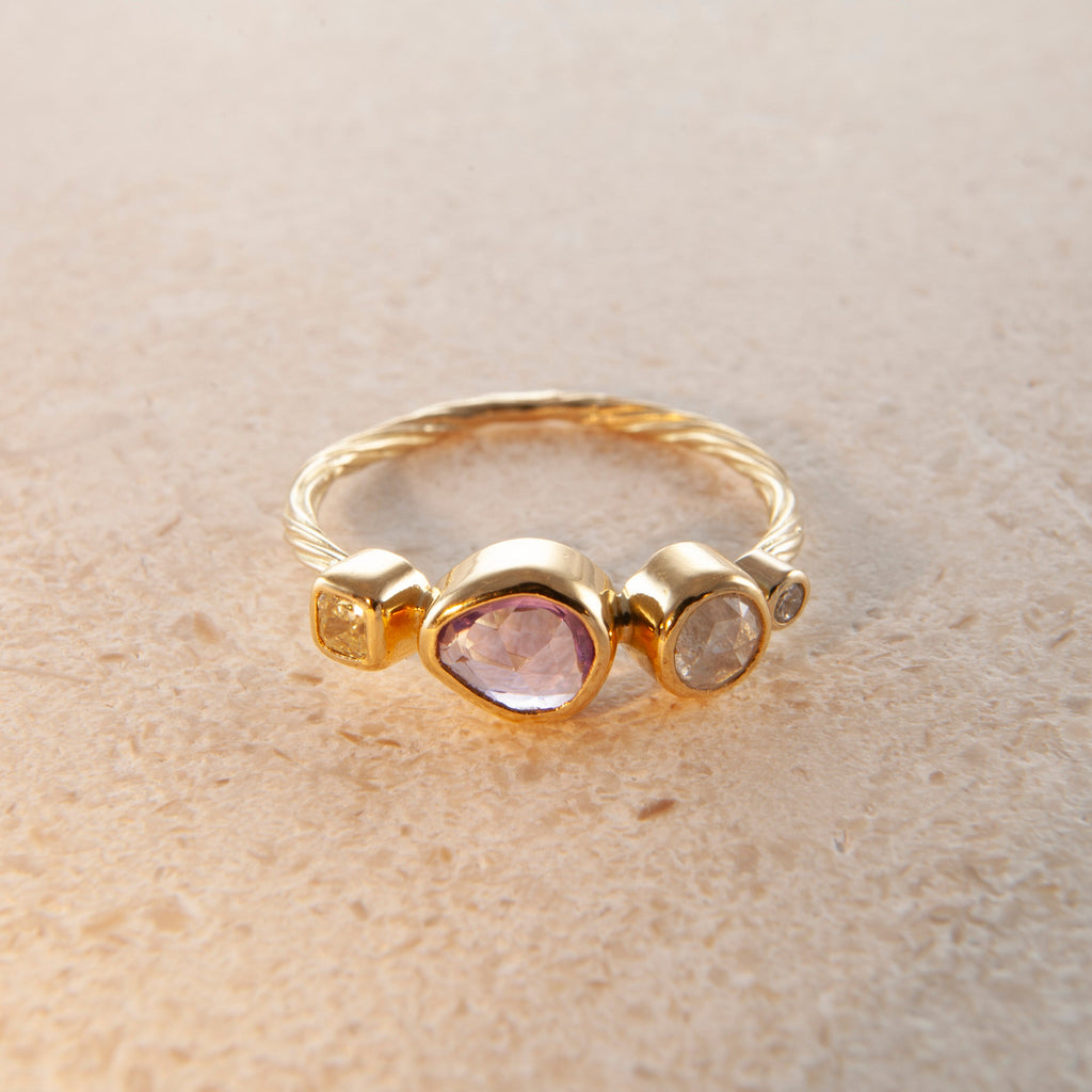 Cocktail 18K & 22K Guld Ring m. Safir & Diamant