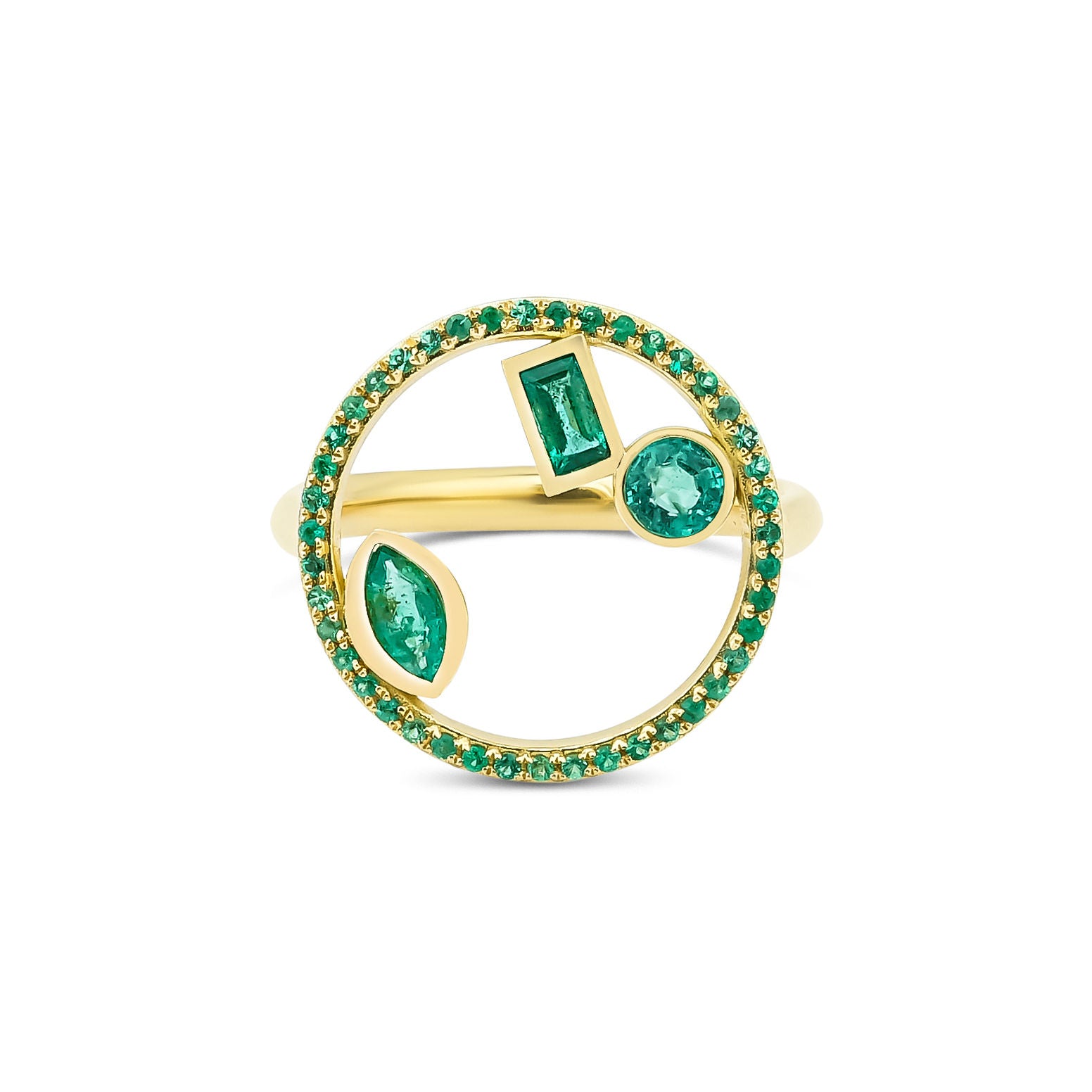 Project 2020 To Ajla 18K Gold Ring w. Emeralds & Diamond
