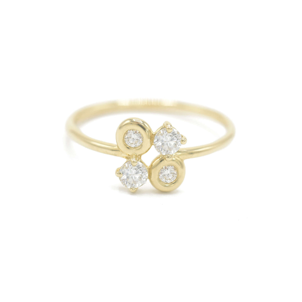 Quartet 14K Gold Ring w. Diamonds