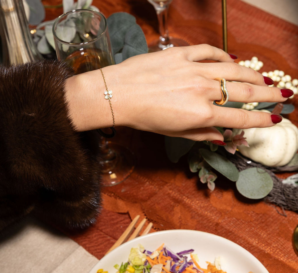 Quartet 14K Gold Bracelet w. Diamonds